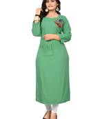 Light Green Embroidered Rayon Stitched Kurti