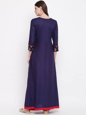 Blue embroidered rayon embroidered kurtis 2