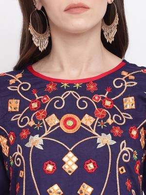 Blue embroidered rayon embroidered kurtis 5