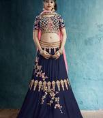 navy blue embroidered Rayon Silk designer lehenga with blouse