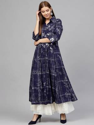 Blue printed cotton kurti 1
