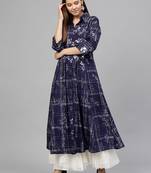 Blue printed cotton kurti