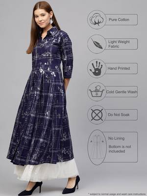 Blue printed cotton kurti 2