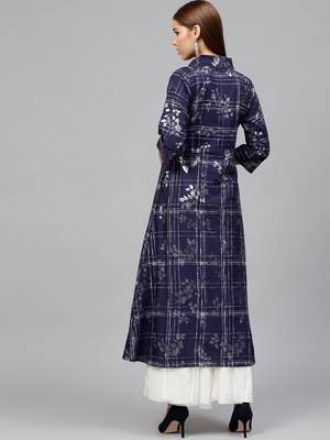 Blue printed cotton kurti 3