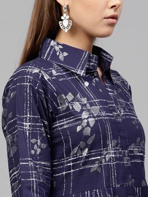 Blue printed cotton kurti 5