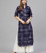 Blue printed cotton kurti
