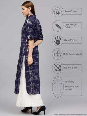 Blue printed cotton kurti 2