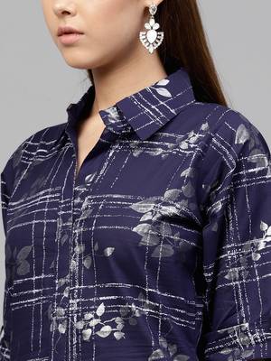 Blue printed cotton kurti 5