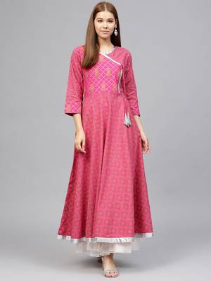 Red printed cotton kurti 1