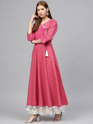 Red printed cotton kurti 3