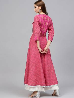 Red printed cotton kurti 4