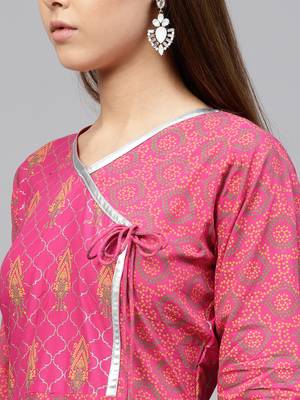 Red printed cotton kurti 5