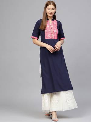 Blue printed crepe kurti 1