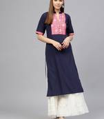 Blue printed crepe kurti