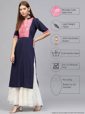 Blue printed crepe kurti 2