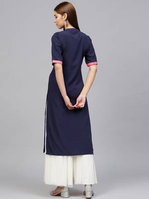 Blue printed crepe kurti 3