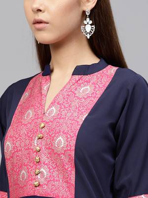 Blue printed crepe kurti 5