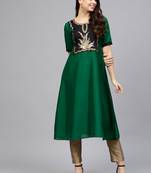 Green printed polyester kurti