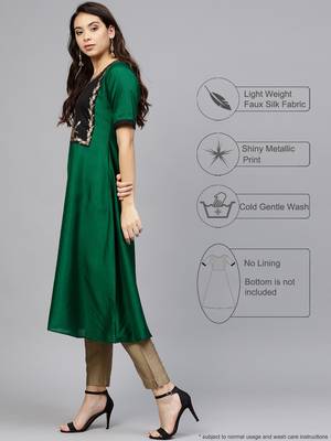 Green printed polyester kurti 2