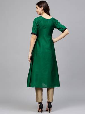 Green printed polyester kurti 3