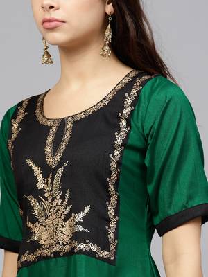 Green printed polyester kurti 5
