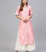 Pink printed polyester kurti