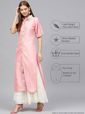 Pink printed polyester kurti 2