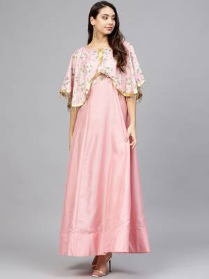Pink printed polyester kurti 1