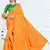 Orange embroidered art silk saree with blouse
