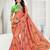 Peach embroidered art silk saree with blouse