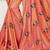 Peach embroidered art silk saree with blouse