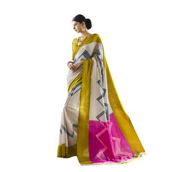 Shaily Multicolor Printed Cotton Silk Saree With Blouse 1