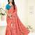 Peach embroidered art silk saree with blouse