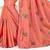 Peach embroidered art silk saree with blouse