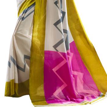 Shaily Multicolor Printed Cotton Silk Saree With Blouse 3
