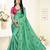 Turquoise embroidered art silk saree with blouse