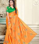 Yellow Embroidered Art Silk Saree With Blouse