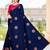 Navy blue embroidered art silk saree with blouse