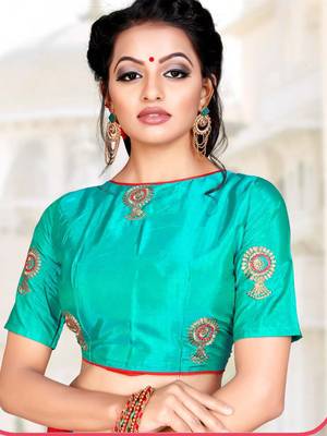 Red Embroidered Art Silk Saree With Blouse 2