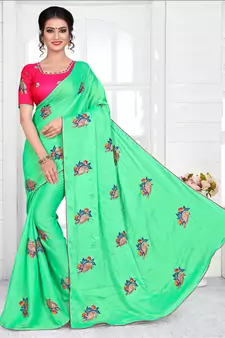Green chiffon saree with blouse