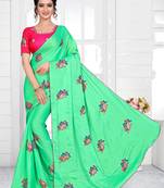 Green chiffon saree with blouse