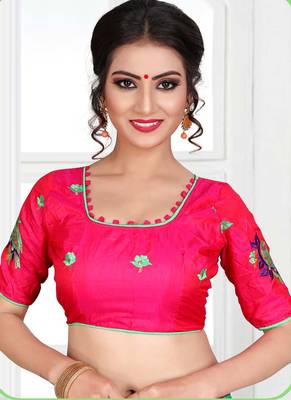 Green chiffon saree with blouse 2