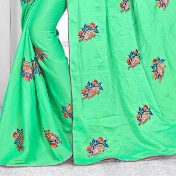 Green chiffon saree with blouse 3