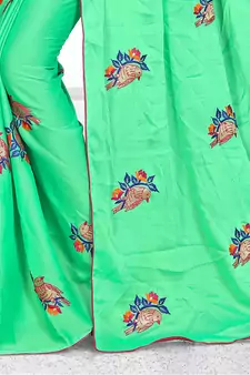 Green chiffon saree with blouse
