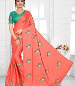 Light Red Chiffon Saree With Blouse