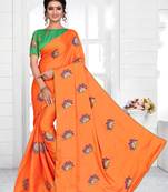 Orange Chiffon Saree With Blouse