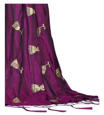 Wine embroidered Paper silk saree with blouse 4