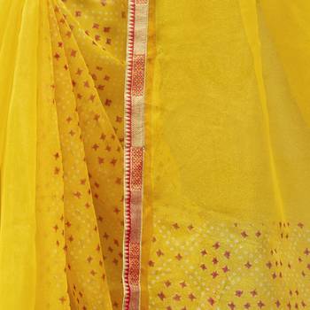 Shaily Yellow Printed Cotton Saree With Blouse 4