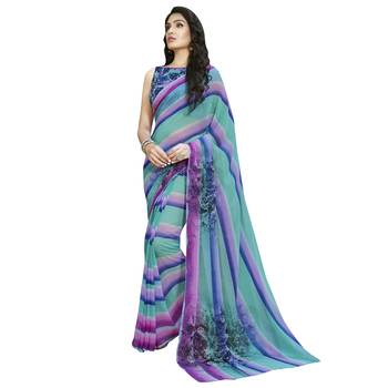 Shaily Multicolor Printed Georgette Saree With Blouse 1