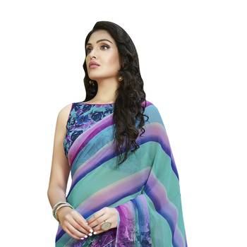 Shaily Multicolor Printed Georgette Saree With Blouse 2